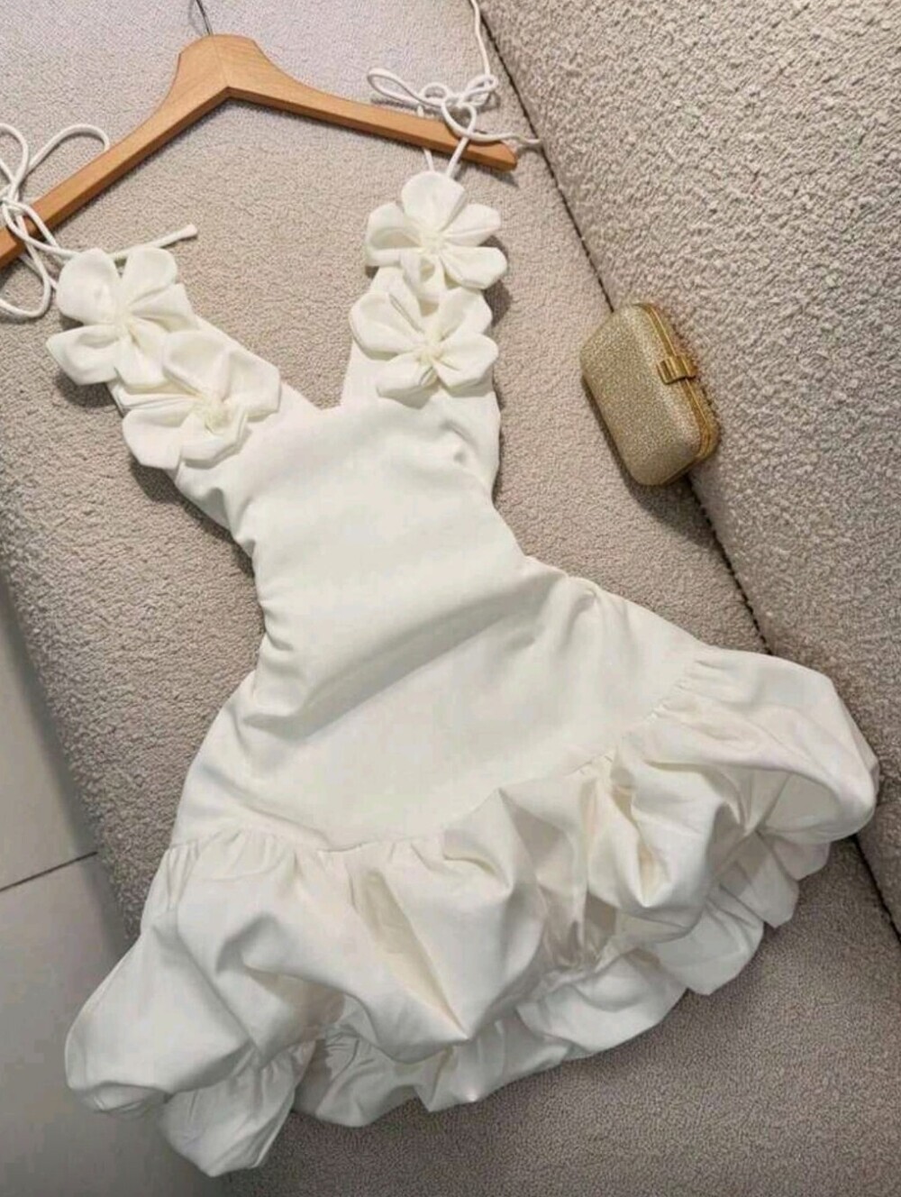 Women's Floral Decor Valentine's Day Party Evening Dress, Sexy Bud Strap Dress W